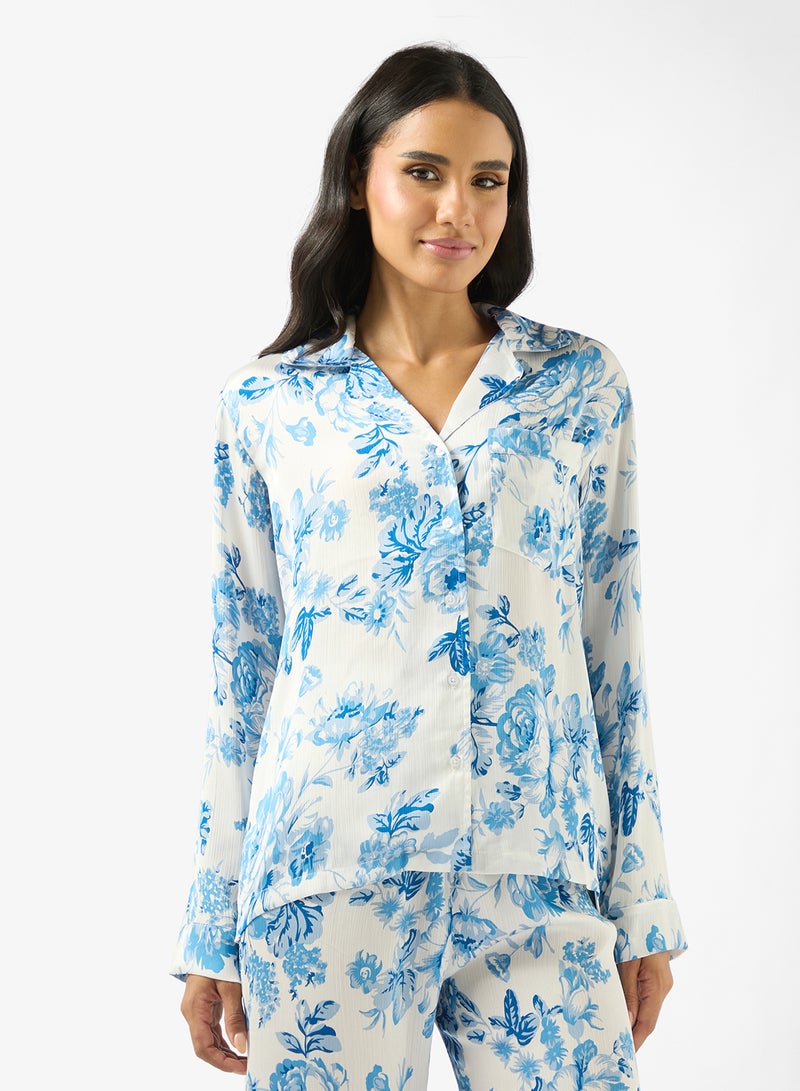 Ginger Floral Print Relaxed Fit Shirt & Pyjama Set - Image 3