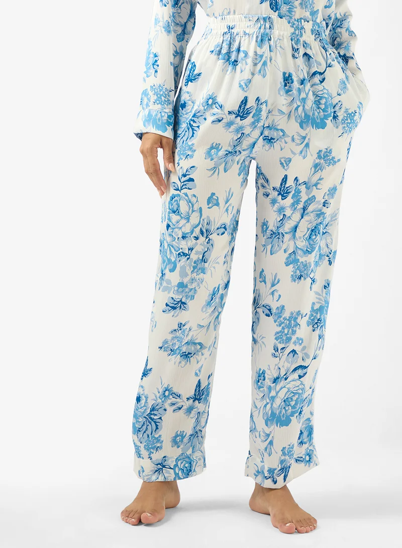 Ginger Floral Print Relaxed Fit Shirt & Pyjama Set