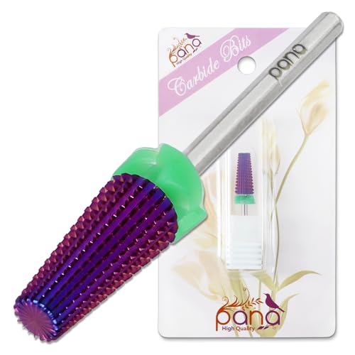 PANA 3/32" Shank 5-in-1 Nail Carbide Bit - (Triple Coarse - Coarse Grit, Purple) - Two Way Rotate use for Both Left and Right Handed Fast remove Acrylic or Hard Gel - Image 1