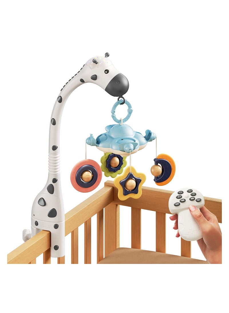 Y&D Baby Crib Mobile Toys, 3 in 1 Toys with Remote Control, Projection Night Light and Music White Noise, Mute Spin Motor Nursery Sensory for Newborn - Image 1