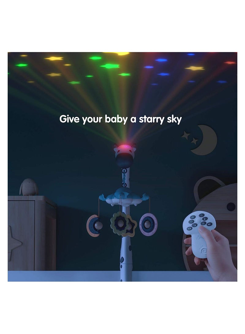 Y&D Baby Crib Mobile Toys, 3 in 1 Toys with Remote Control, Projection Night Light and Music White Noise, Mute Spin Motor Nursery Sensory for Newborn - Image 4