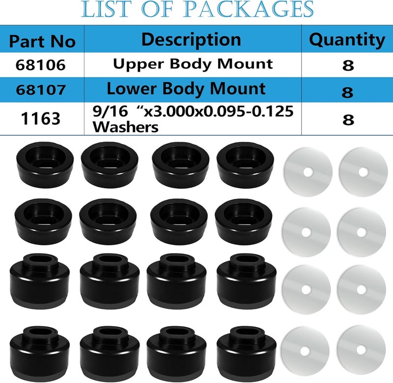 Binazon 24Pcs 7-141 Body and Cab Mount Bushing Kit for Chevrolet Silverado/Sierra 1500 2500 1999-2014 - Image 3