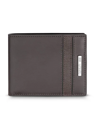 CERRUTI 1881 Pollock Brown Bifold Genuine Leather Wallet For Men With 6 Card Slots 110 MM