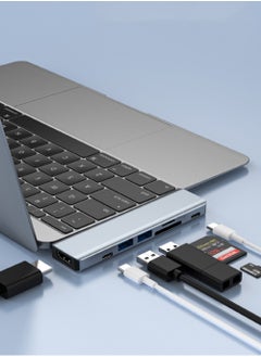 Excefore Dual Type-C USB 3.0 Hub Adapter Laptop Docking Station Dual Monitor HDMI Splitter Grey  - Image 4