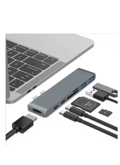 Excefore Dual Type-C USB 3.0 Hub Adapter Laptop Docking Station Dual Monitor HDMI Splitter Grey  - Image 2