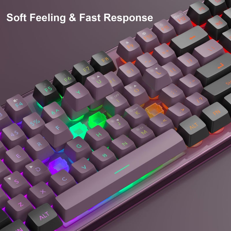 MageGee Gaming Keyboard and Mouse Combo, K1 RGB LED Backlit Keyboard with 104 Key Computer PC Gaming Keyboard for PC/Laptop (Blackcurrant) - Image 5