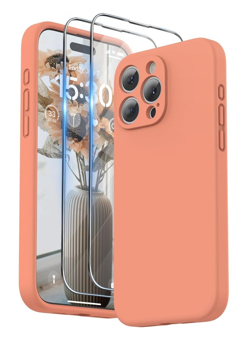 Raxoom Design for iPhone 15 Pro Max Case, Liquid Silicone [2 x Screen Protectors & 1 x Lanyard] Protection for Each Lens Shockproof Cover for iPhone 15 Pro Max 6.7 inch 2023, Orange Sorbet - Image 1