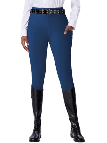 DMVOD Womens Horse Riding Pants Active Silicon Grip Full Seat Breeches for Women Equestrian Pants Blue S - Image 3