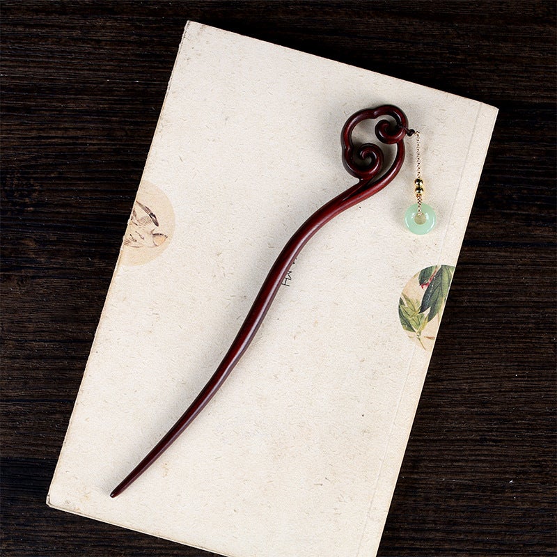 Generic New sandalwood hairpin natural Rosewood chopsticks ancient style hanfu hairpin wooden hairpin cheongsam updo hairpin wholesale Style 5 [length about 20cm]]