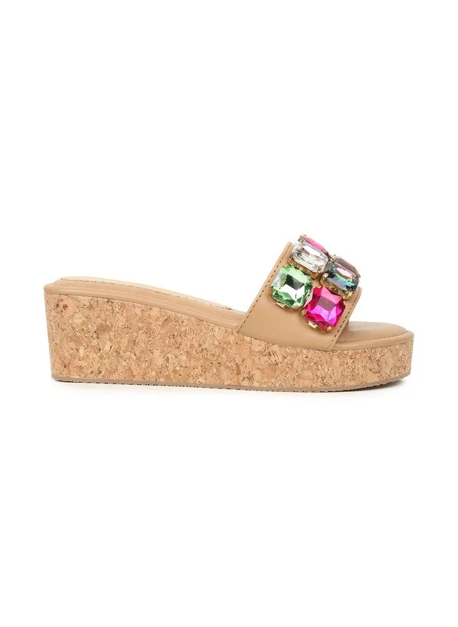 Sandal Stories SANDAL STORIES PU Wedge Sandals with Embellished Straps