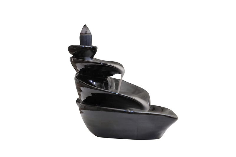 HC VILLA Ceramic Smoke Backflow with 10 Free Cones Incense Holder | Spiritual Showpiece for Temple, Pooja, Meditation, Yoga, Relaxation, Aromatherapy | Home & Office Décor (Black) - Image 3