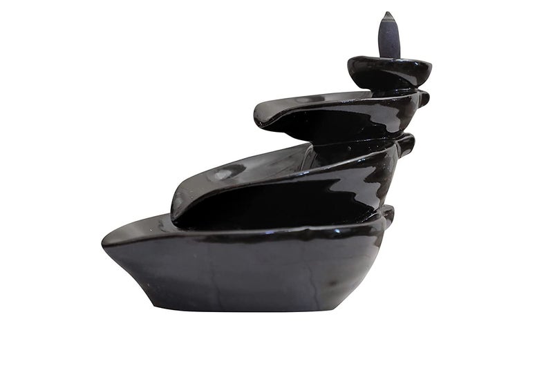 HC VILLA Ceramic Smoke Backflow with 10 Free Cones Incense Holder | Spiritual Showpiece for Temple, Pooja, Meditation, Yoga, Relaxation, Aromatherapy | Home & Office Décor (Black) - Image 4