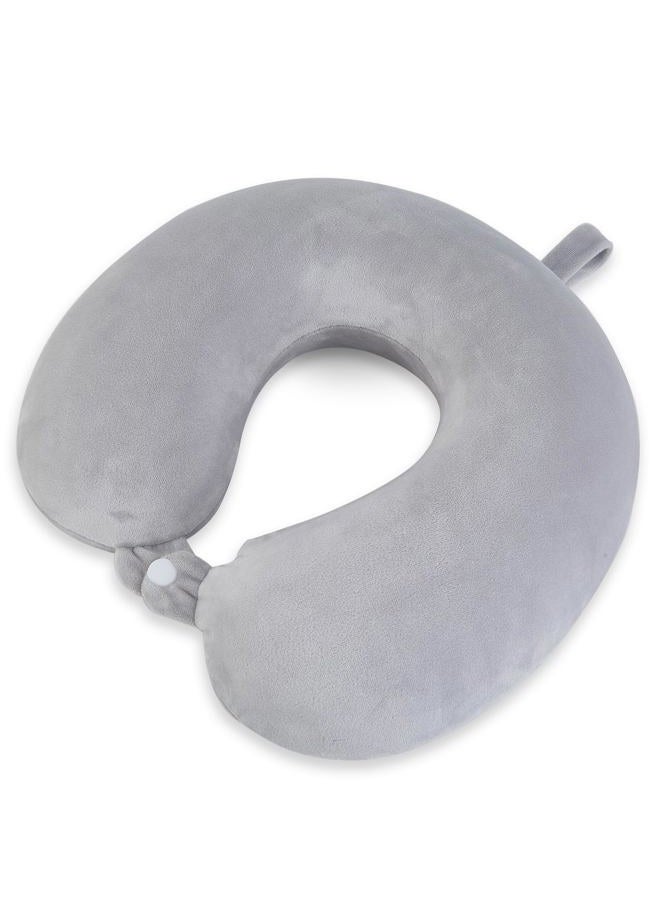 Elvodosia Travel Pillow, Memory Foam Neck Pillow for Traveling, U Shape Neck Pillow Airplane Portable Flight Pillow Adult Travel Neck Pillow for Plane Train Car Home Office - Grey - Image 1