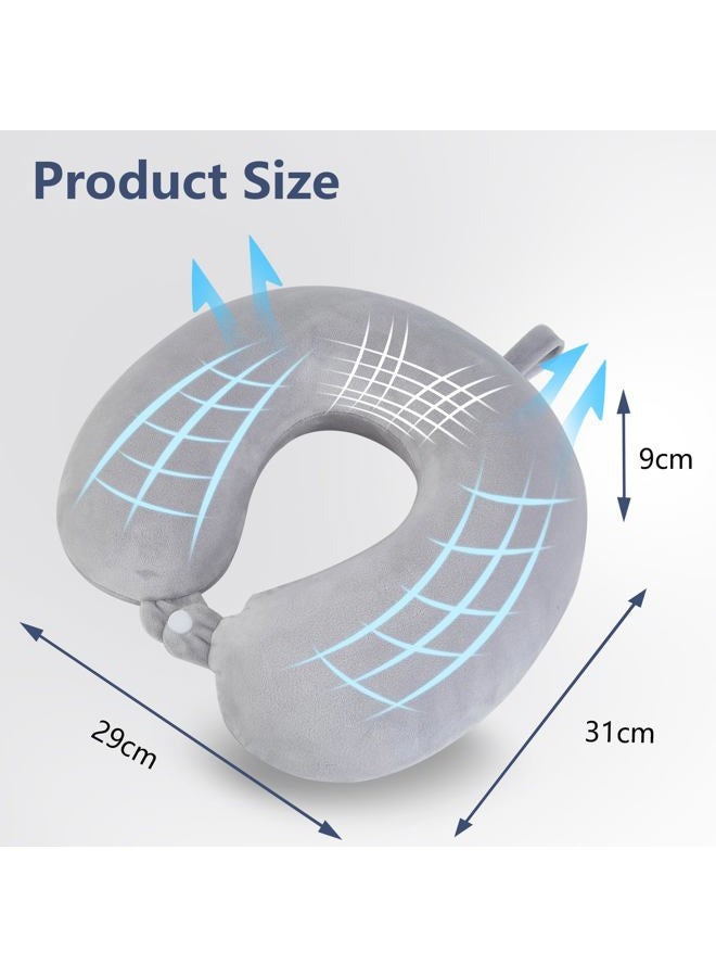 Elvodosia Travel Pillow, Memory Foam Neck Pillow for Traveling, U Shape Neck Pillow Airplane Portable Flight Pillow Adult Travel Neck Pillow for Plane Train Car Home Office - Grey - Image 5