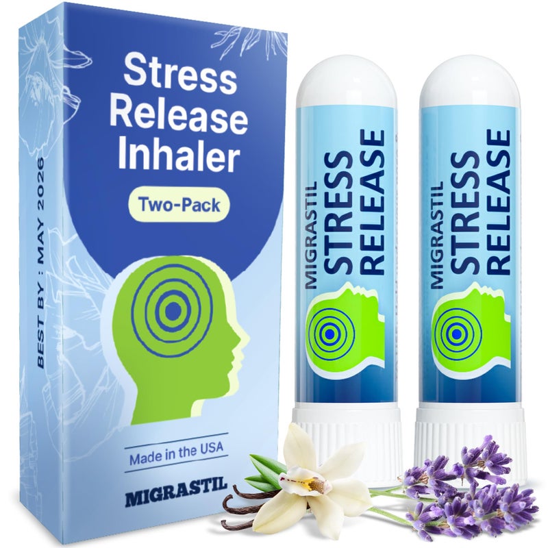 Basic Vigor Migrastil Stress Release Inhaler 2-Pack, Calm Aromatherapy Formula, Natural Stress Relief with Peru Balsam and Other Essential Oils. Made in The USA. - Image 1