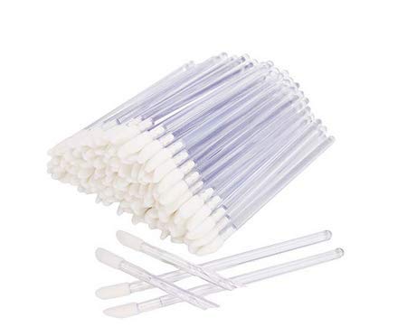 WOIWO 50 Pcs Disposable Tipped Lip Gloss Wands Applicator Lip Brushes Make Up Beauty ToolClear