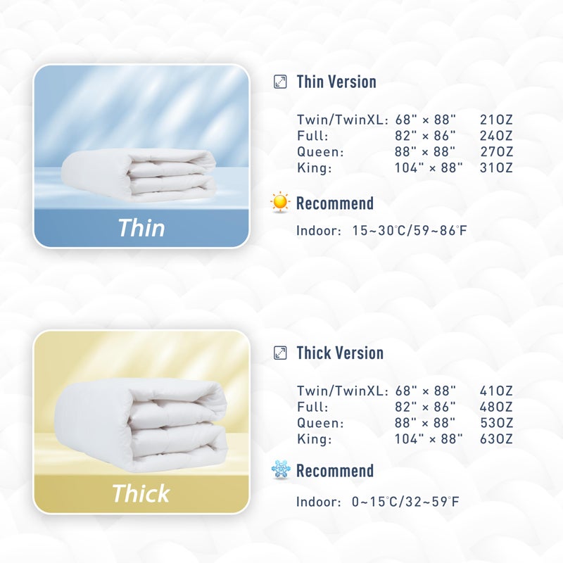 sunflower Full Size White Comforter Lightweight Down Alternative Filling 100% Cotton Shell Bedding Full Comforter Blanket for Hot Sleepers with Corner Tabs Soft Breathable Machine Washable - Image 2