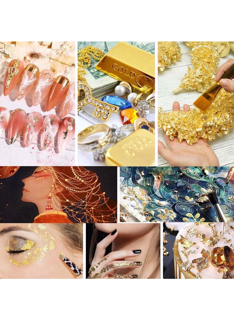 ASK VARK WALA ASK VARK WALA 45g Foil Flakes 3 Bottles Gold Leaf Flakes Gold Foil Copper Leaf Silver Leaf Metallic Foil Flakes with Tweezer for DIY Craft Art Projects Picture Frames Makeup  - Image 2