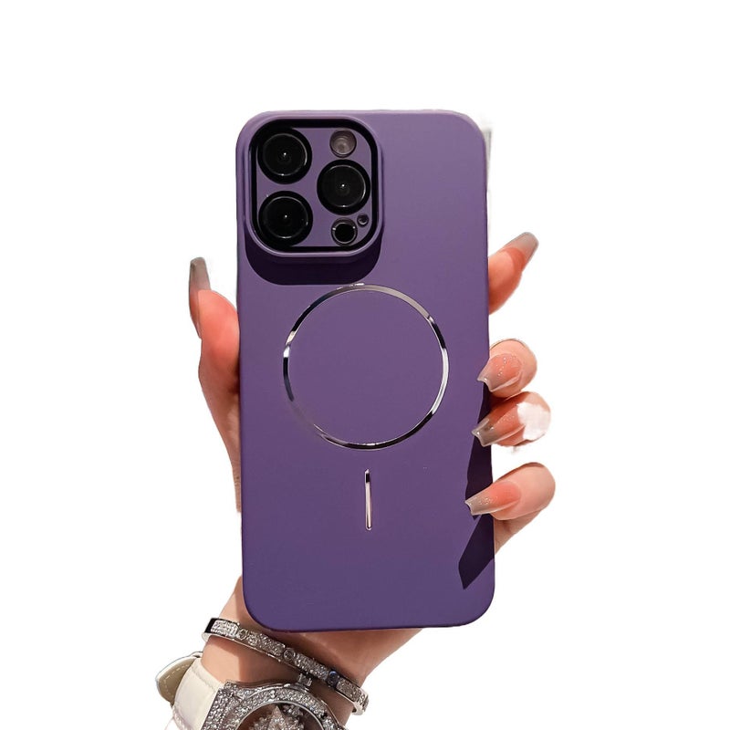 PC MagSafe Case for iPhone 15 / 15 Plus / 15 Pro / 15 Pro Max with Drop Protection and Anti-Fingerprint plus Shockproof plus Magnetic plus Lens Protector in Purple - Image 1