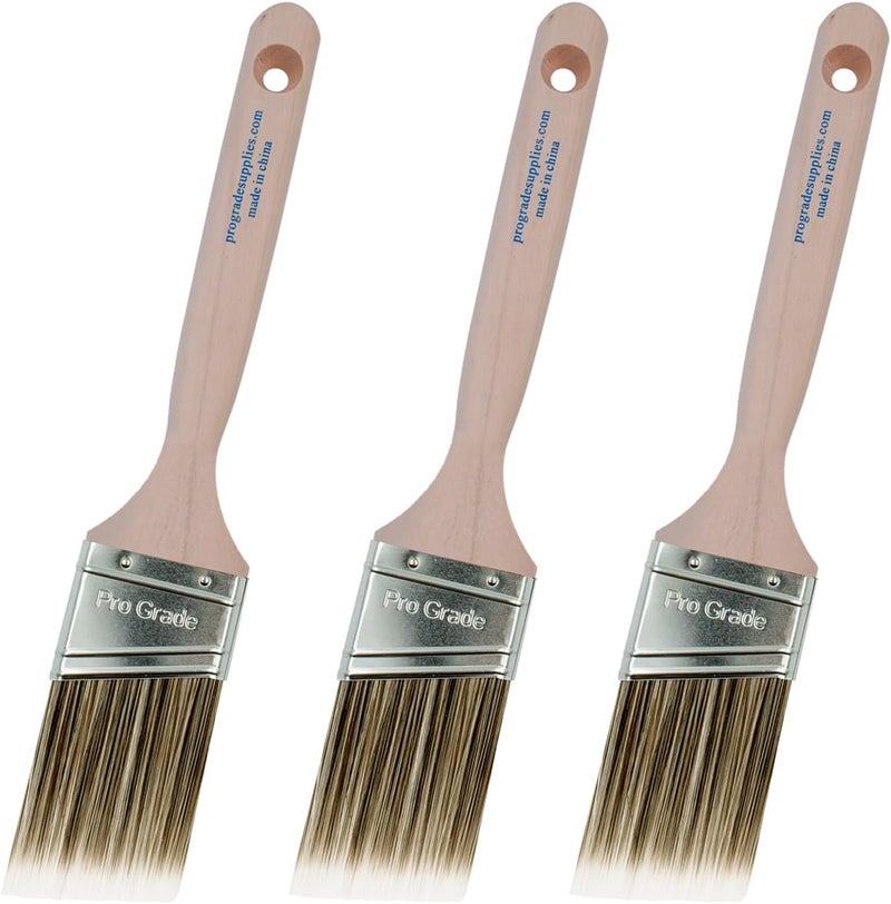Pro-Grade Paint Brush Set - 3-Pack - 2" Angle Brushes for All Latex and Oil Paints & Stains - Home Improvement - Interior & Exterior Use - Image 1