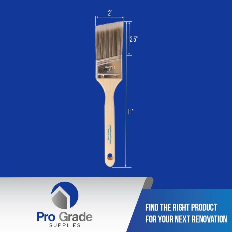 Pro-Grade Paint Brush Set - 3-Pack - 2" Angle Brushes for All Latex and Oil Paints & Stains - Home Improvement - Interior & Exterior Use - Image 2