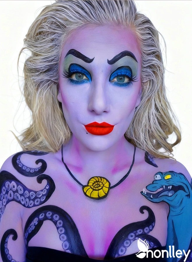 Honlley Halloween Ursula Makeup Kit Costume Women Costume Women - The Little Mermaid Villain Cosplay Set with Light Purple Face Body Paint, Blue Eyeshadow, Eyeliner, Lipstick | Sea Witch Accessories - Image 2
