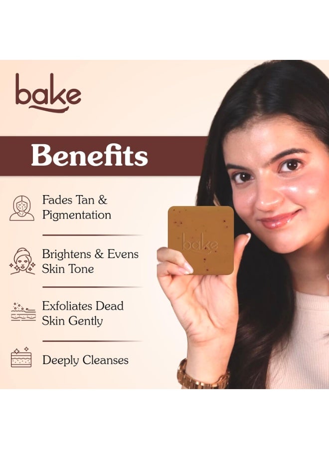 BAKE De-Tan Scrub Treatment Coffee Soap (200Gms Pack of 2) | Ultra Pigmentation Soap for Tan Removal | With 2% Kojic Acid, 1% Glycolic Acid, 1% Alpha Arbutin | For Pigmentation, Dark Spots & Tanning Removal | For Women & Men - 100g x 2 (Pack of 2) - Image 2