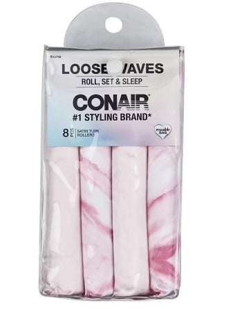 CONAIR Conair Loose Waves Satin Tube Rollers Roll Set  Sleep Heatless Curls Overnight 8 Roller 