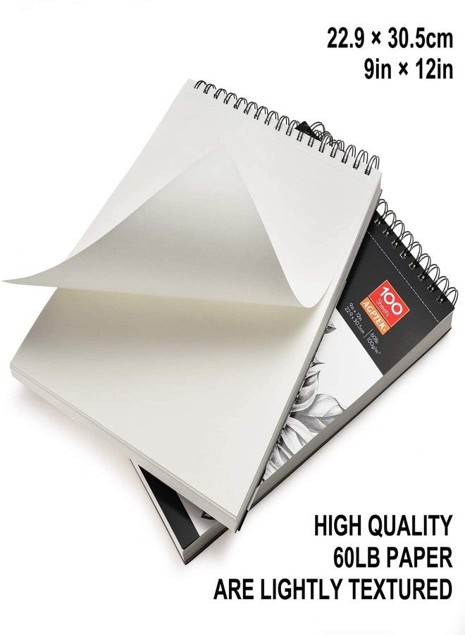 AGPtEK Sketch Book, Art Drawing Pad 9 X 12, 100 Sheets, 60lb/100g, 2 Pack - Image 4