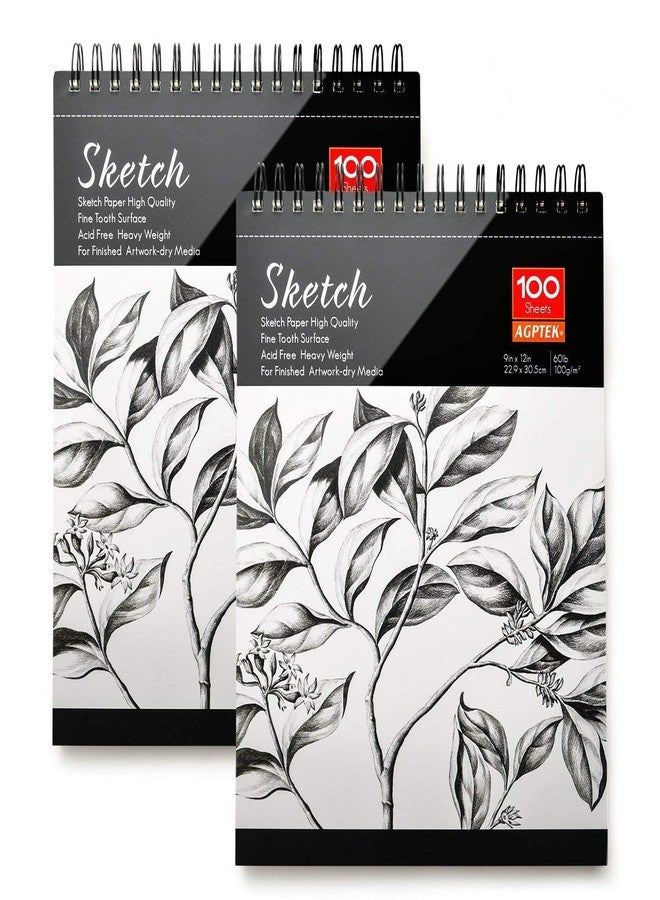 AGPtEK Sketch Book, Art Drawing Pad 9 X 12, 100 Sheets, 60lb/100g, 2 Pack - Image 1