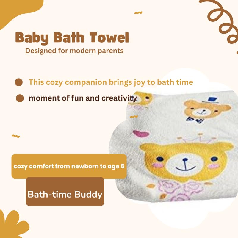 TEDDYIFY Soft Cotton Baby Bath Towel for Infants, New Born Babies and Toddlers, High Absorbent, Soft Cotton Premium Washcloth (1 Count, Yellow) - Image 2