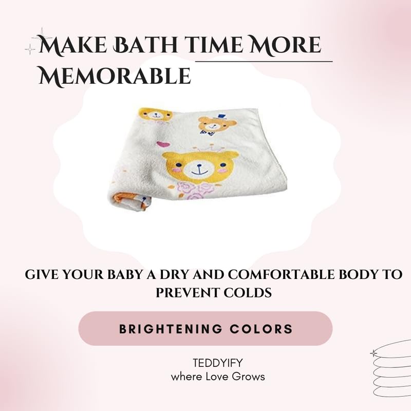 TEDDYIFY Soft Cotton Baby Bath Towel for Infants, New Born Babies and Toddlers, High Absorbent, Soft Cotton Premium Washcloth (1 Count, Yellow) - Image 4