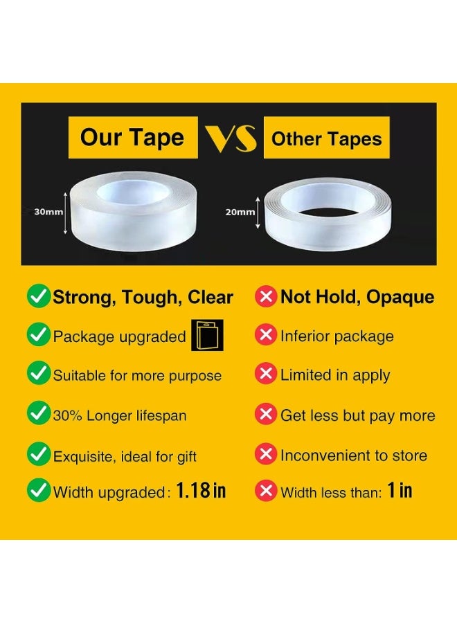 ECLET Eclet Nano Double Sided Tape, Multipurpose Super Sticky Gel Grip Mounting Tape, Washable, Reusable, No Residue, for Home & Office, 2mm Thick, 1.2 Inch Wide, Transparent (3 mtrs) - Image 4
