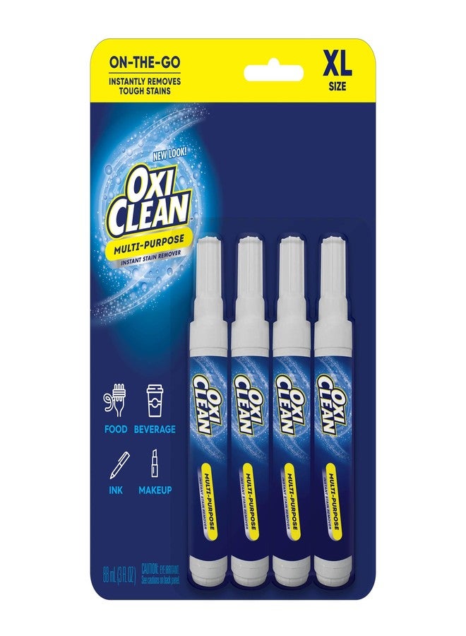 Oxiclean قلم مزيل البقع OxiClean للملابس (4 عبوات) - تنظيف فوري للبقع لجميع أنواع الغسيل: دم، طعام، مشروبات، أوساخ، حبر، مكياج - خالي من المبيضات وسهل الحمل (2x كمية أكثر) - Image 1