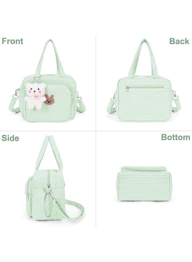 Baby Diaper Bag,Small Diaper Bag Tote Crossbody Diaper Bag Cute Quilted Diaper Bag Baby Travel Shoulder Bag with Strap-green  - Image 2
