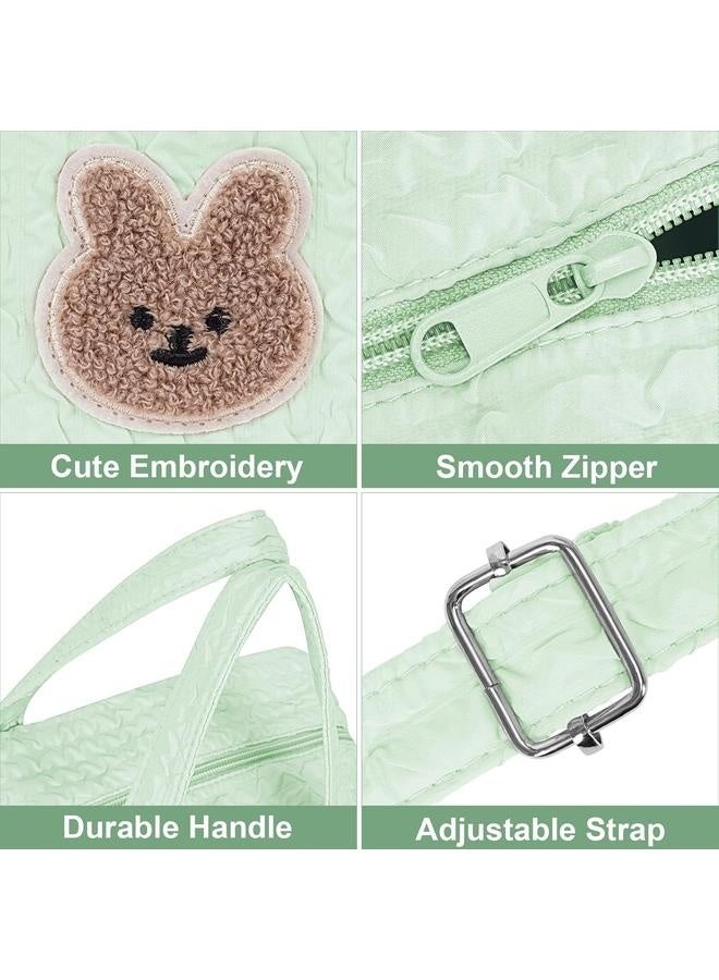 Baby Diaper Bag,Small Diaper Bag Tote Crossbody Diaper Bag Cute Quilted Diaper Bag Baby Travel Shoulder Bag with Strap-green  - Image 4
