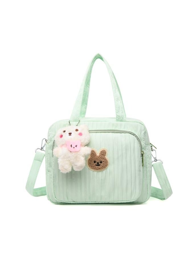 Baby Diaper Bag,Small Diaper Bag Tote Crossbody Diaper Bag Cute Quilted Diaper Bag Baby Travel Shoulder Bag with Strap-green  - Image 1