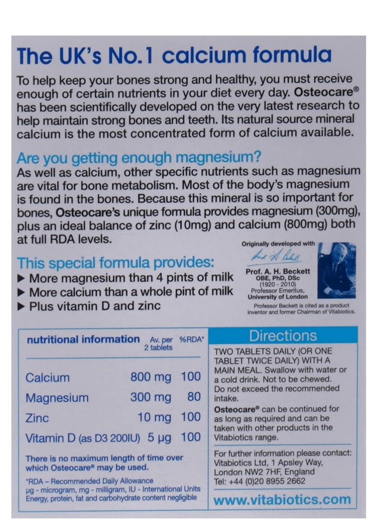 Osteocare pack of 2 Vitabiotics Osteocare Calcium & Vitamin D 30 Tablets  - Image 4