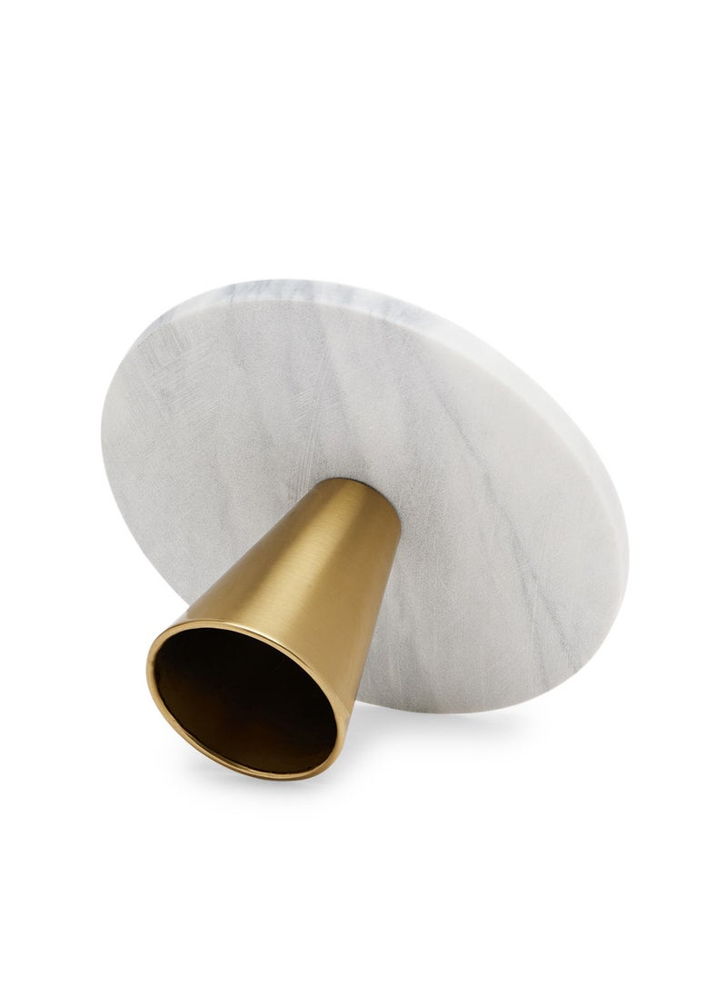 Simply Kitchen - Marble Cake Stand Round Light Grey And Gold - Image 1