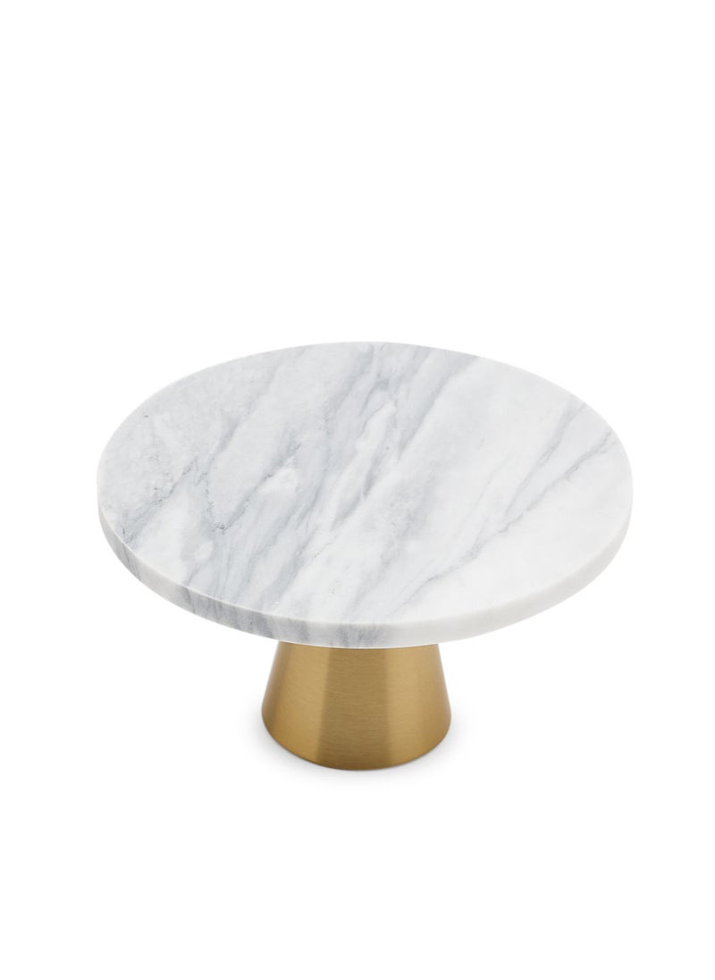 Simply Kitchen - Marble Cake Stand Round Light Grey And Gold - Image 1