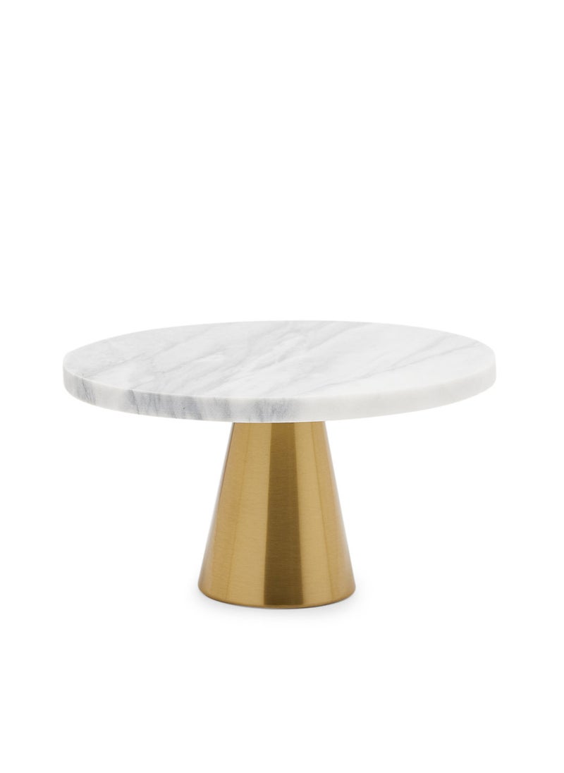 Simply Kitchen - Marble Cake Stand Round Light Grey And Gold - Image 1