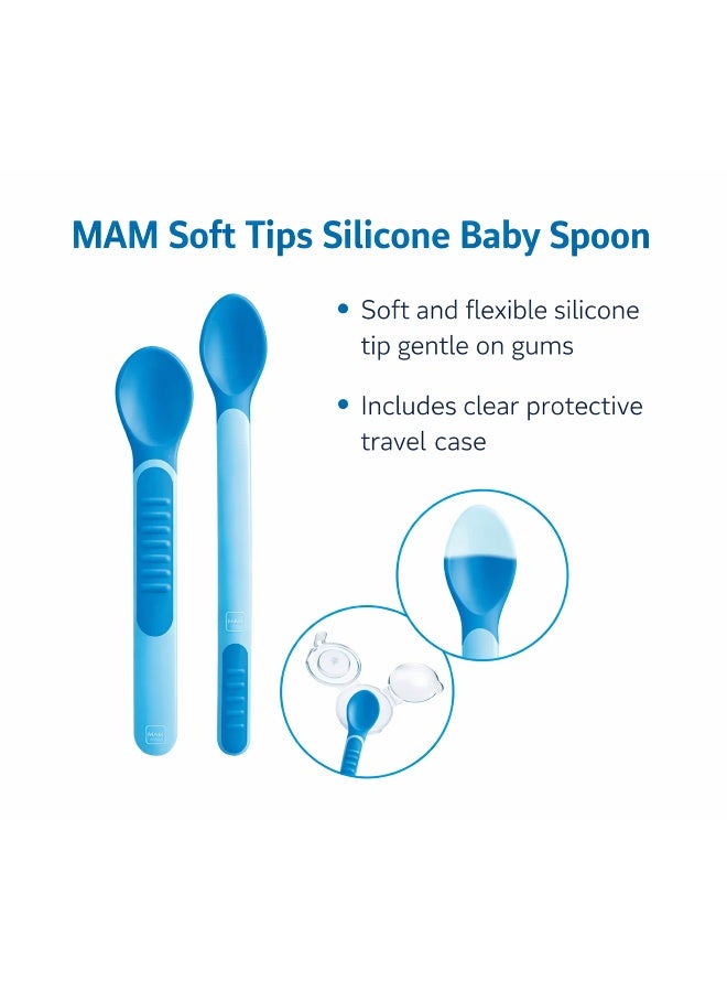 Mam Baby Feeding Spoons & Cover  Feeding - 6 M+ |  Blue - Pack of 3 - Image 3