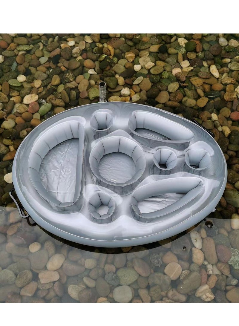 PVC inflatable beverage rack cups, multi-hole cup holders, mobile phone water inflatable ice bed, swimming pool tableware - Image 1