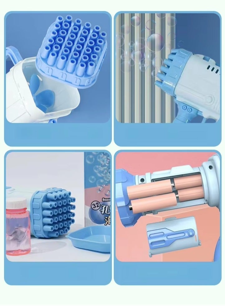 Exotic 32 Hole Design Portable Large Capacity Bazooka Bubble Gun Toy - Blue - Image 5