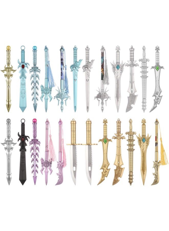 Anjetan Ancient Sword Pens, 24 Pcs Cool Sword Shaped Gel Ink Pens in 12 Styles, Novelty Plastic Sword Pens Gifts for Christmas, Birthday, School Season (24 pieces) - Image 1