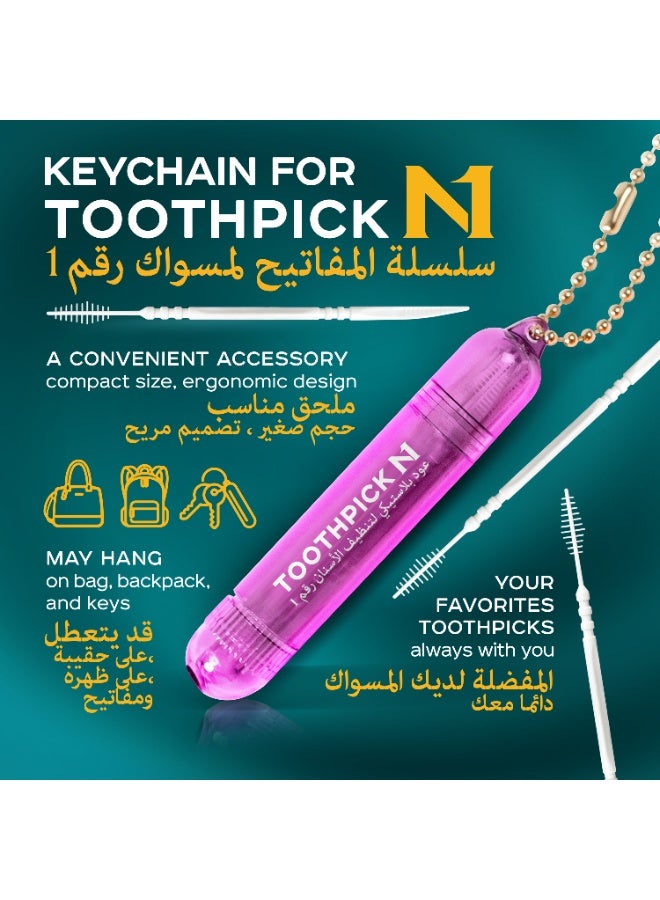N1 Portable Plastic Toothpicks with Refillable Keychain Case, 15 PCS - Image 4