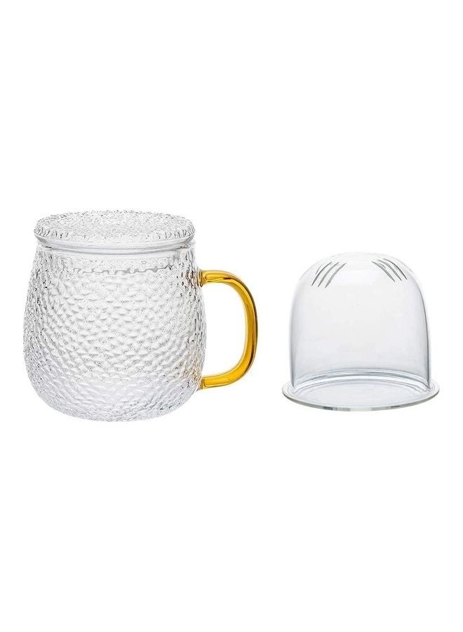 Infuser Tea Cup With Glass Strainer And Lid Clear/Gold 3.54x1.77inch  - Image 1