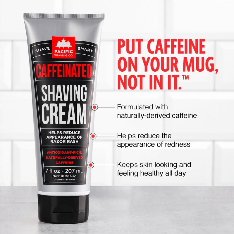 Pacific Shaving Company Caffeinated Shaving Cream - Shea Butter + Spearmint Antioxidant Shaving Cream with Caffeine - Clean Formula for a Hydrating + Irritation-Free Shave (7 Oz, 3 Pack) - Image 2