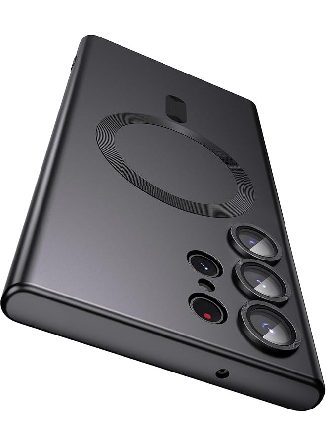 إيروريكس جراب مغناطيسي لهاتف Samsung Galaxy S24 Ultra متوافق مع Mag Safe Matte Luxury Metal Luster مرن مقاوم للصدمات لهاتف Galaxy S24 Ultra أسود  - Image 1