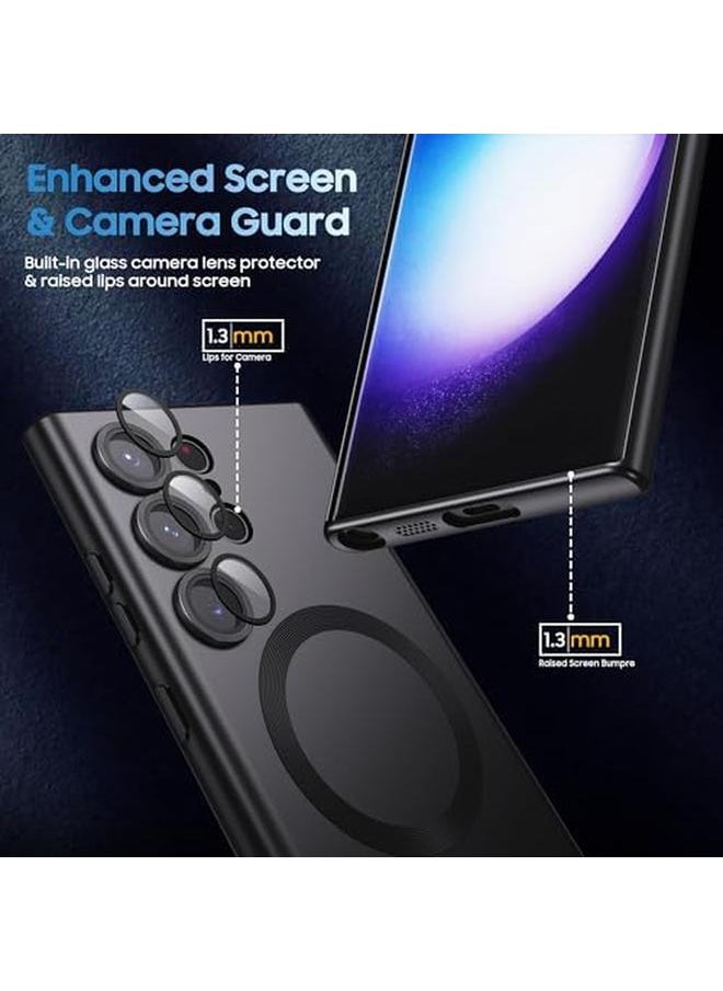 إيروريكس جراب مغناطيسي لهاتف Samsung Galaxy S24 Ultra متوافق مع Mag Safe Matte Luxury Metal Luster مرن مقاوم للصدمات لهاتف Galaxy S24 Ultra أسود  - Image 4